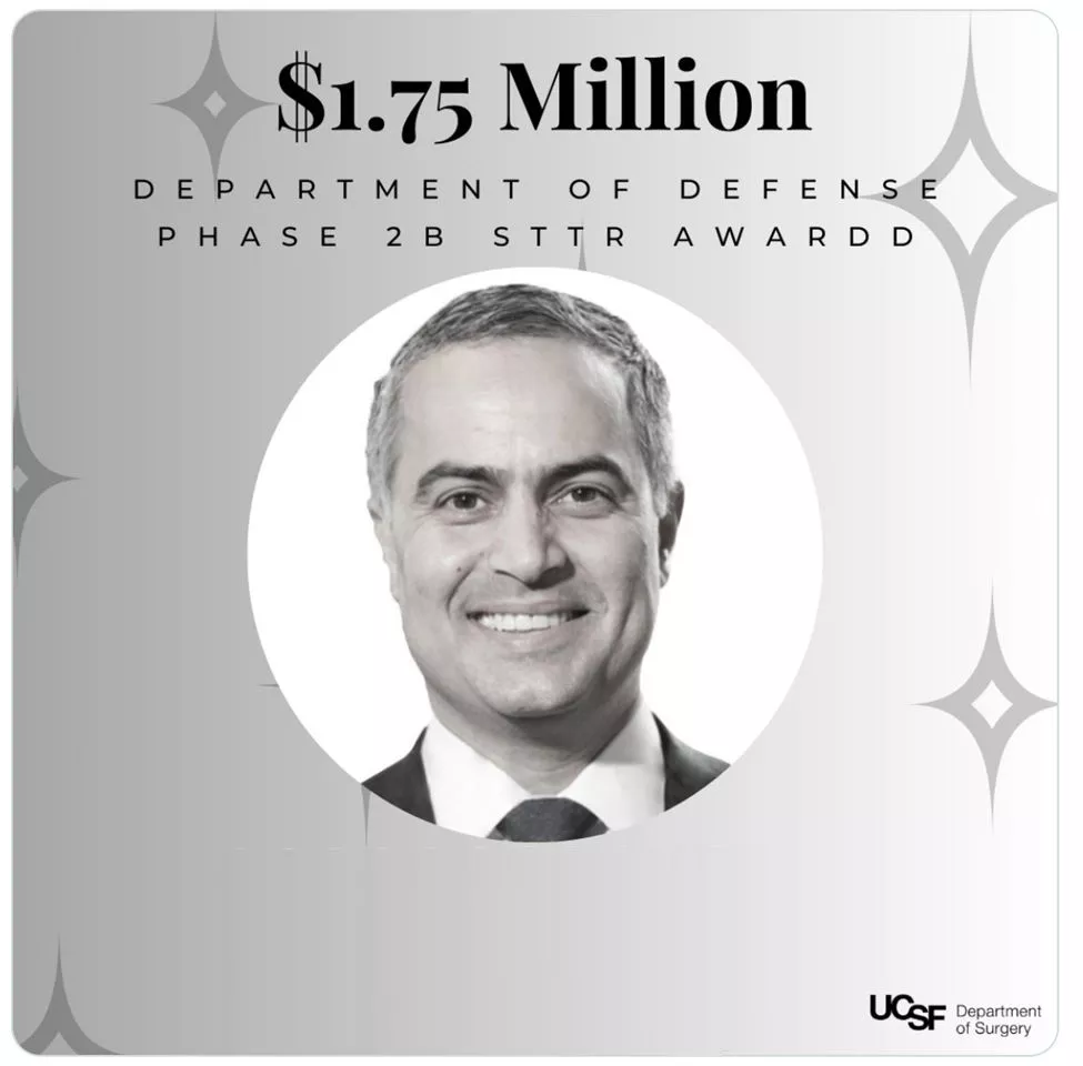 Dr. Shahram Aarabi was granted a $1.75 million @DeptofDefense 2B STTR Award